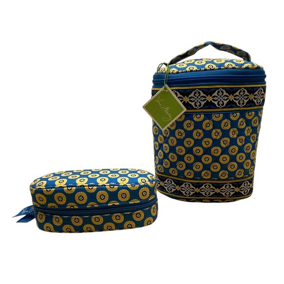 Vera Bradley Blue Cool Keeper Pattern Quilted & Eyeglass Case Set - New - Picture 1 of 14